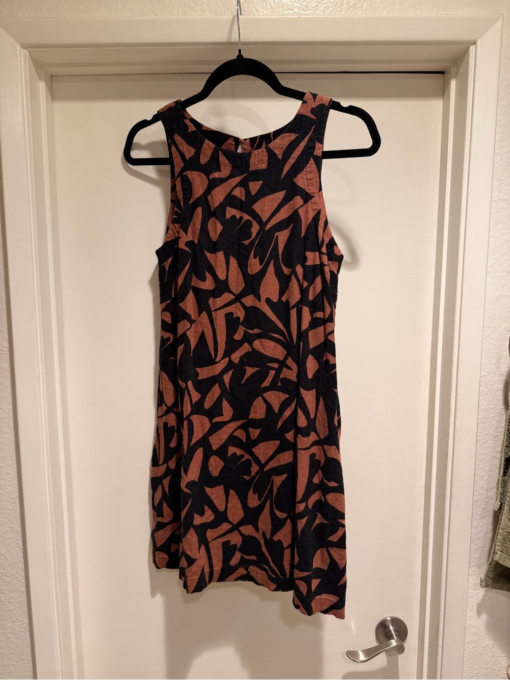 Rust Leaf-Print Mini Dress